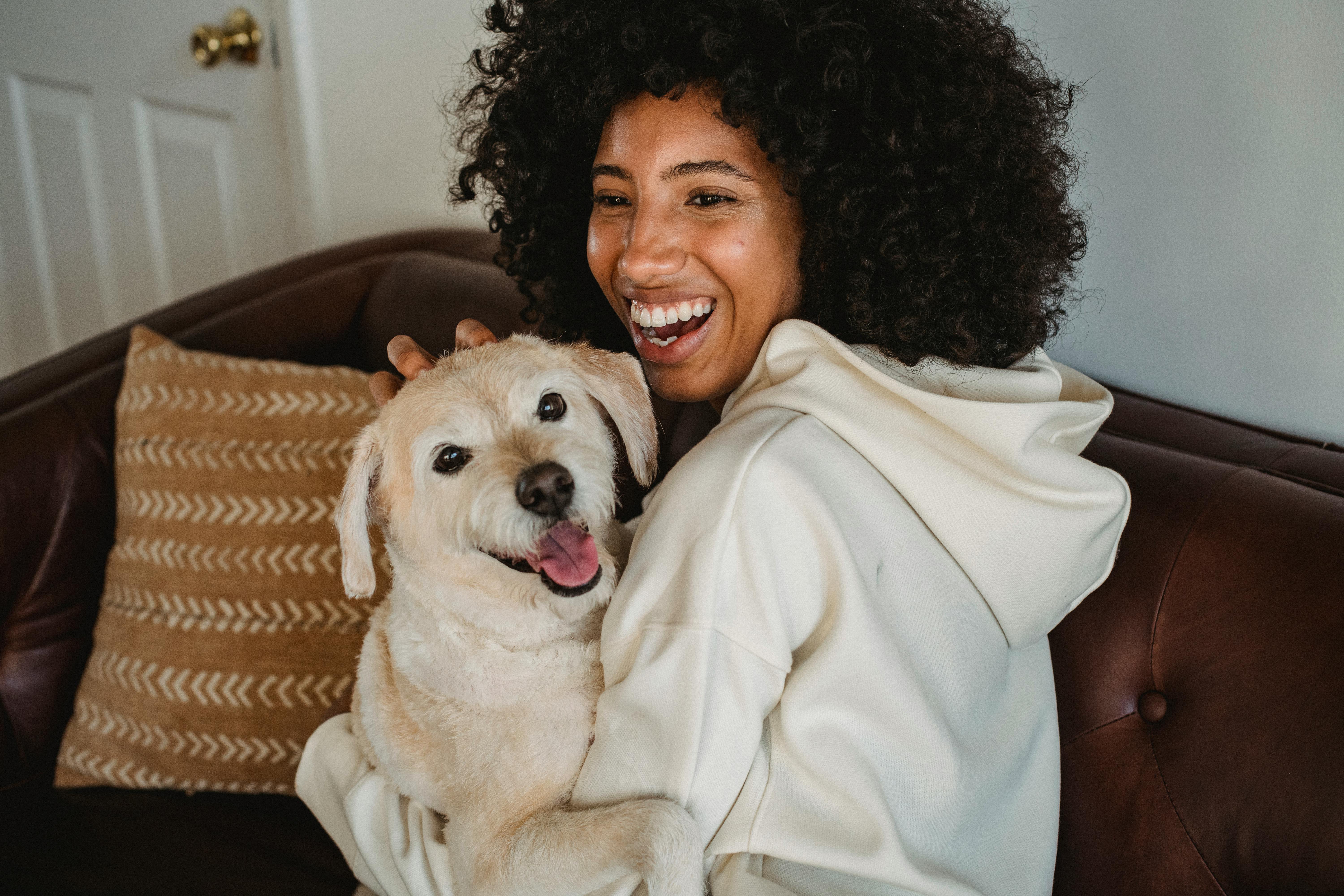 Women with a dog.